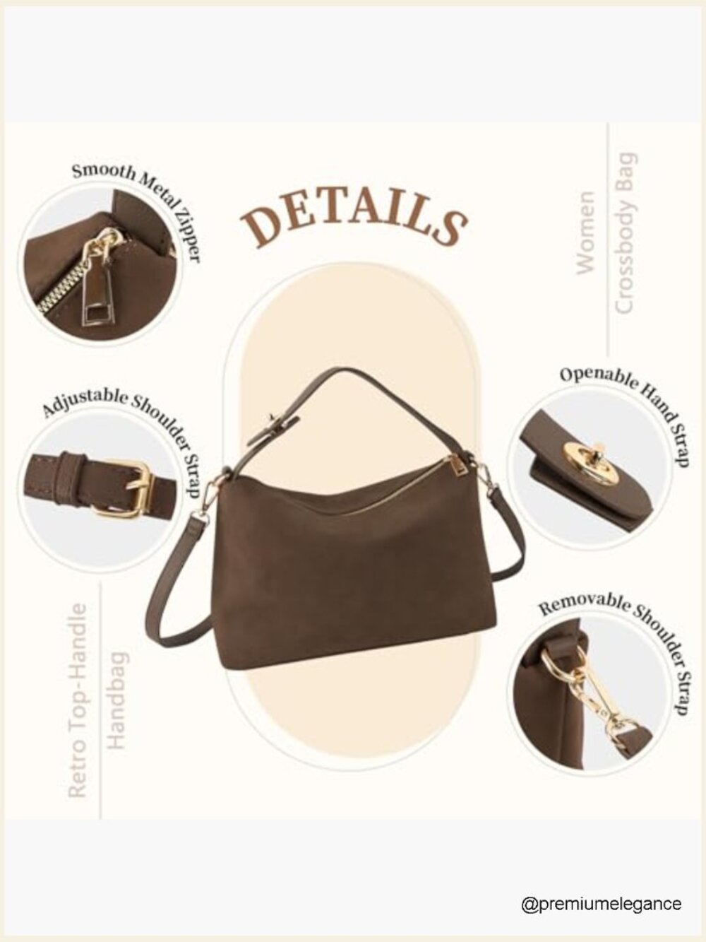 Suede Hobo Tote Crossbody Bag with Adjustable Strap - Picture 4 of 7